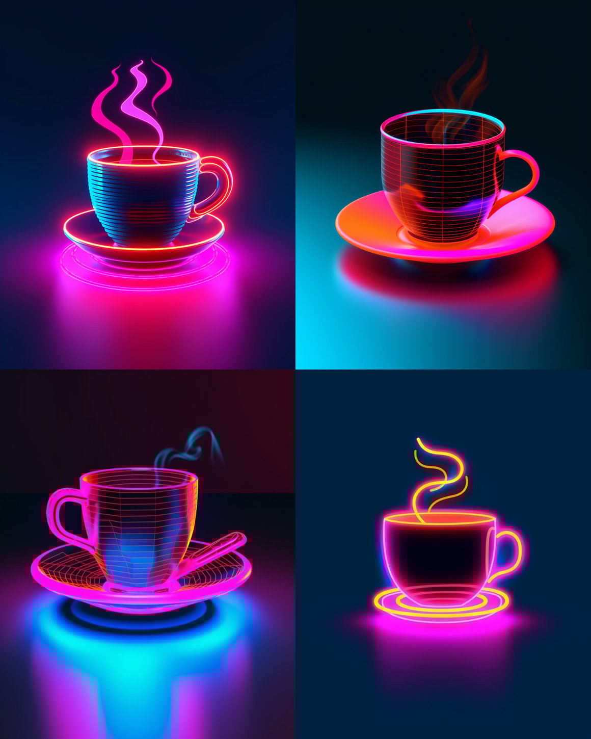 Neon Coffee Break: Mid-Journey Digital Art