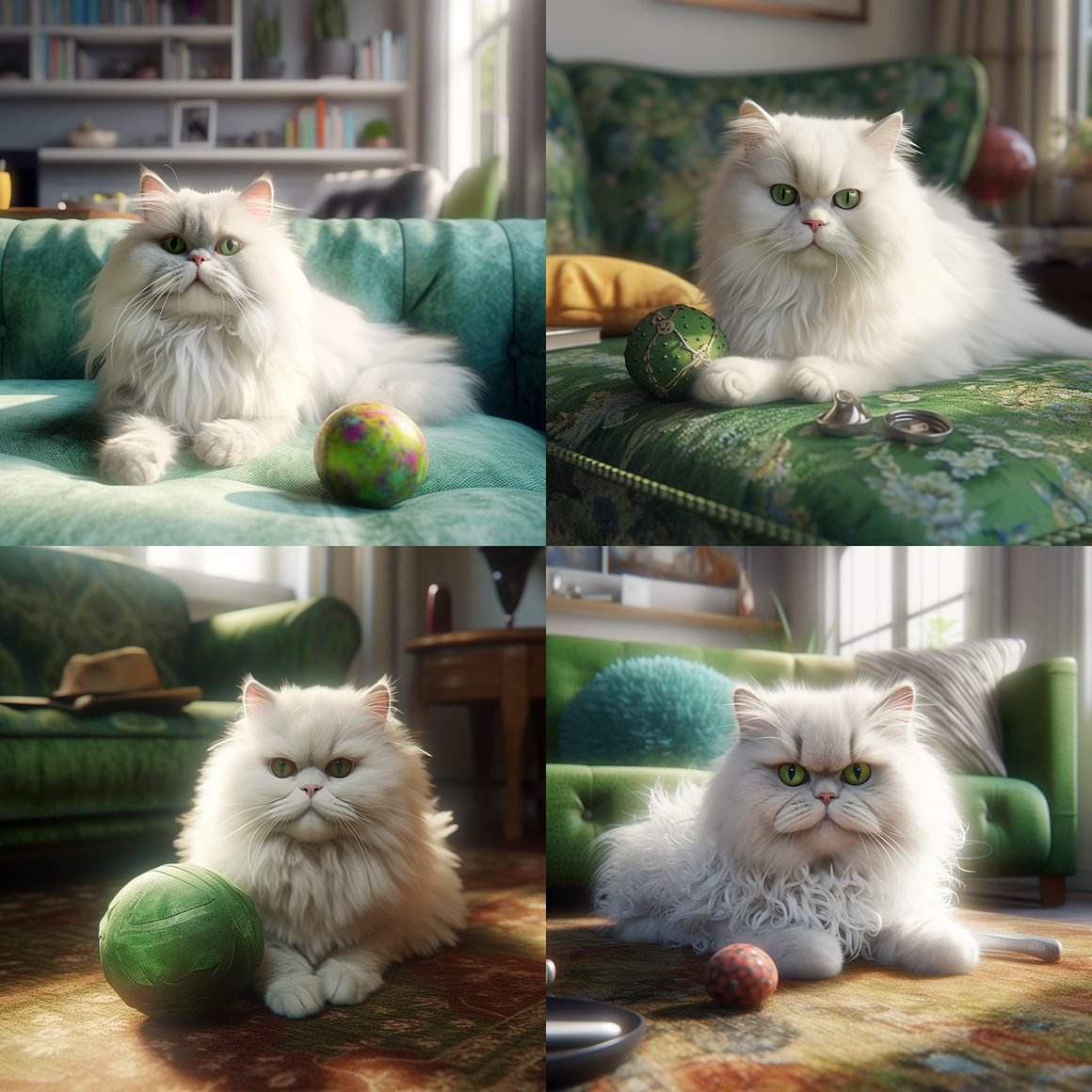 Detailed 3D Render of a Persian Cat in Playful Anticipation