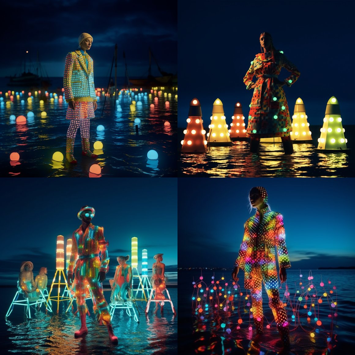 Neon Seascape: Fashion Fusion in the Open Ocean