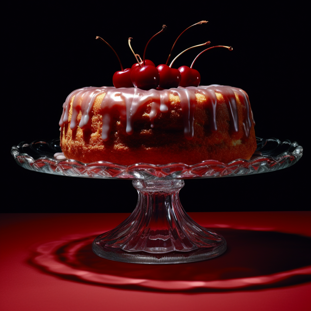 A Surreal Photorealistic Study of a Retro Pineapple Upside-Down Cake