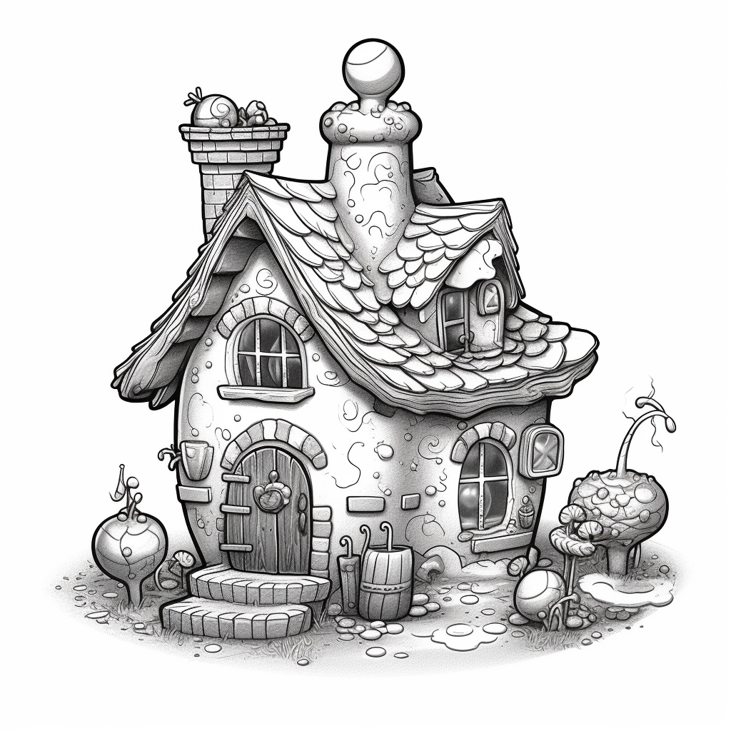 Sugarland Fairy House Coloring Page - Mid Journey