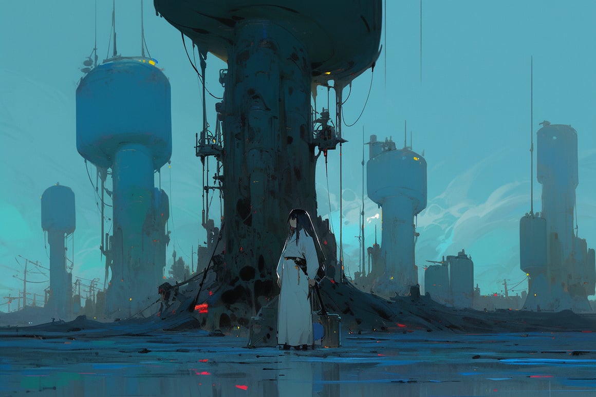 A Surrealistic Night Cityscape Encounter