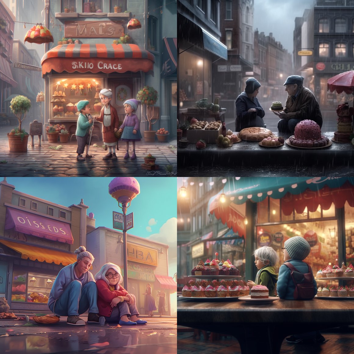 Desolate Encounter: A Gloomy Day in the Busy Town