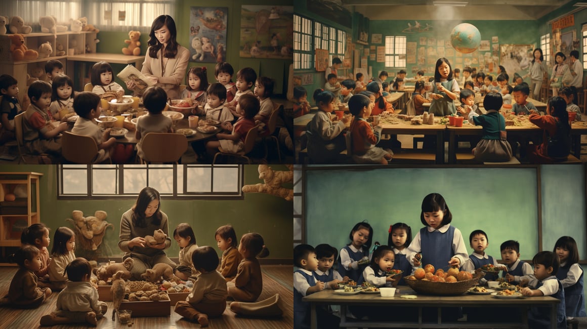 Midday Mealtime: Bright Kindergarten Chronicles