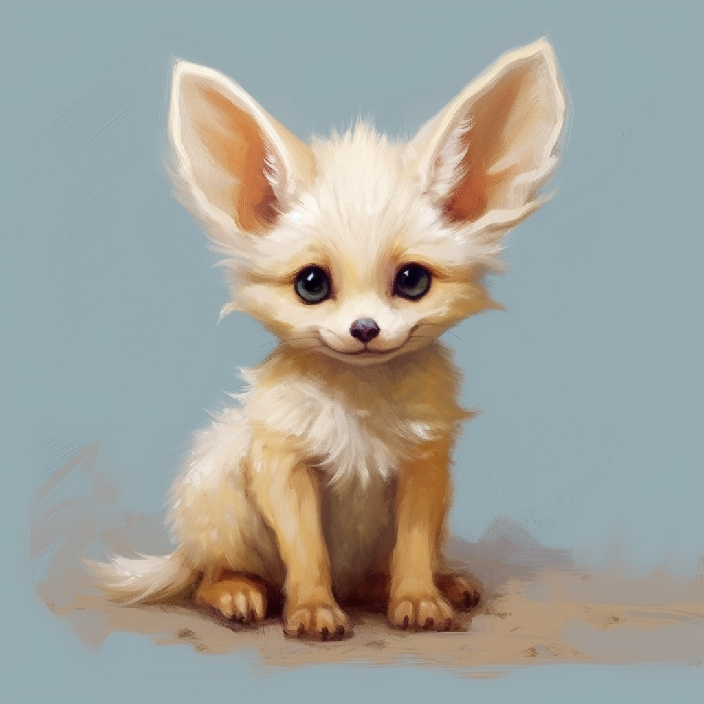 Detailed Illustration of Baby Fennec Fox Pup