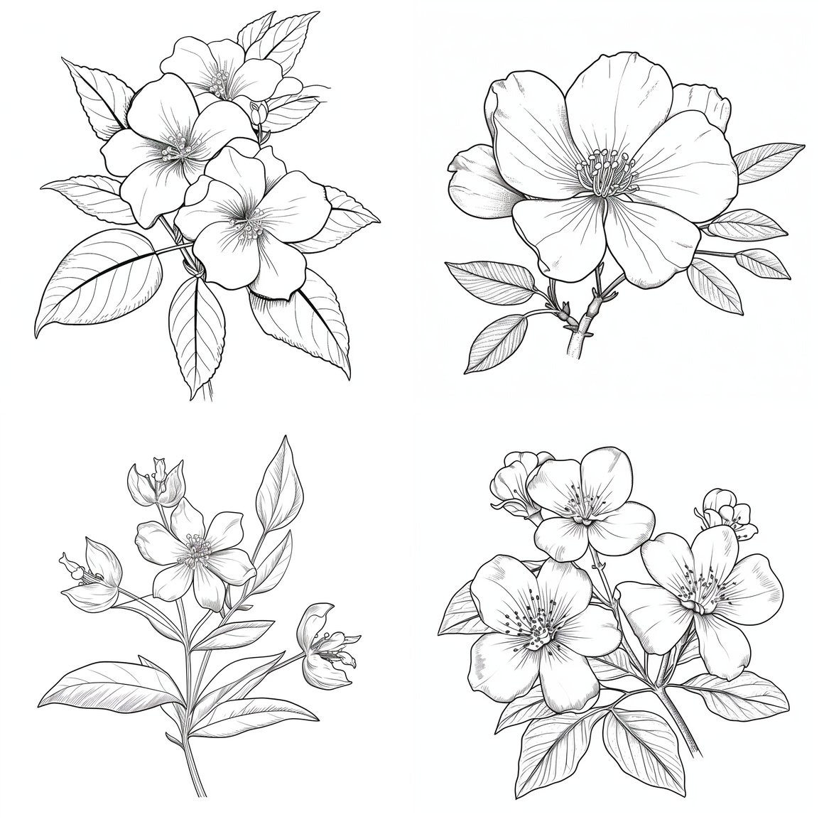 Hawaiian Woodrose Minimalist Line Art Coloring Page