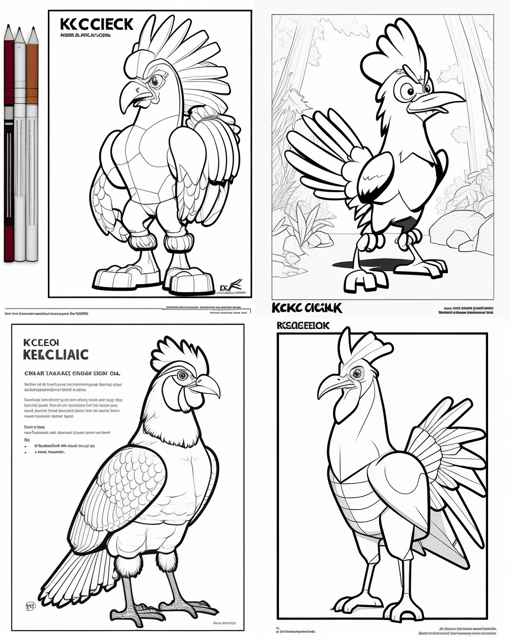 Mid-Journey Cartoon Style Kelso Gamecock Coloring Sheet for Kids