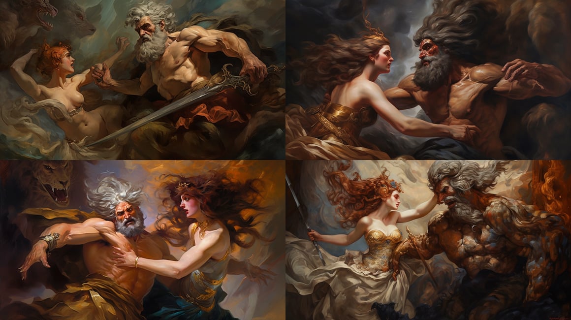 Clash of The Divine: Hera's Fury in Baroque Brilliance