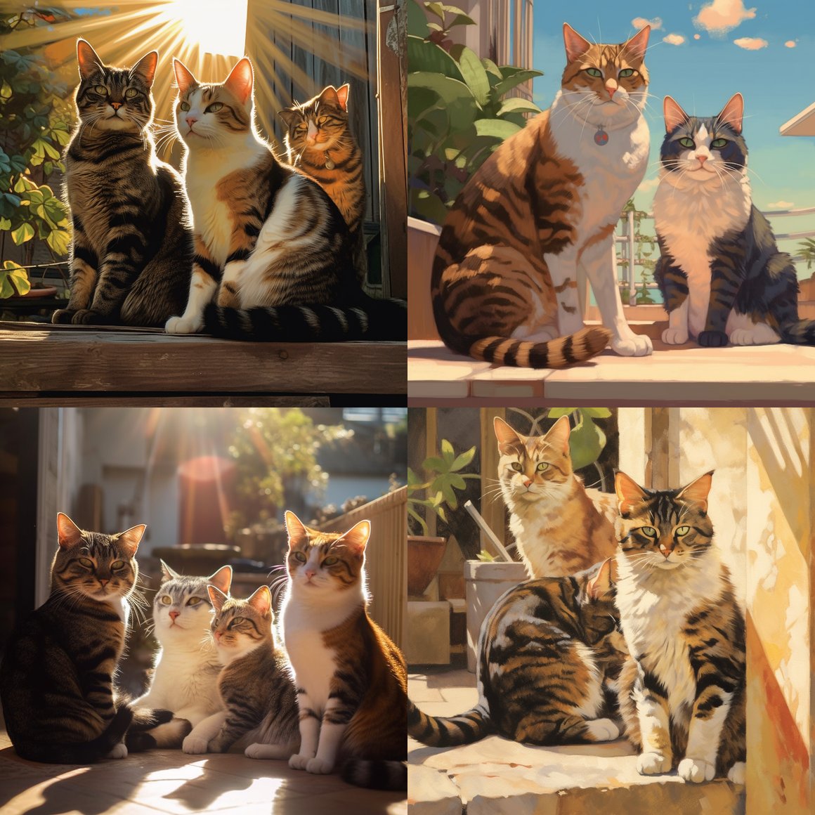 Sun-Kissed Feline Comrades: An Afternoon Gather