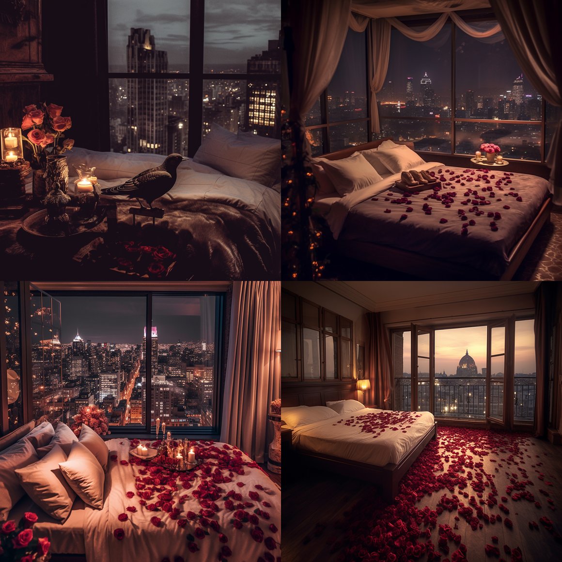 Midnight Floral Encounter: A Bird's Eye View