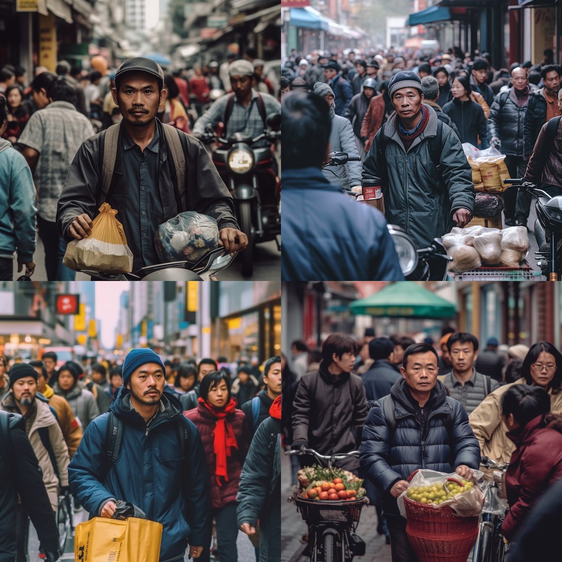 A Unique Perspective on Food Delivery in Urban Chaos Captured by Sony, 50mm 8K