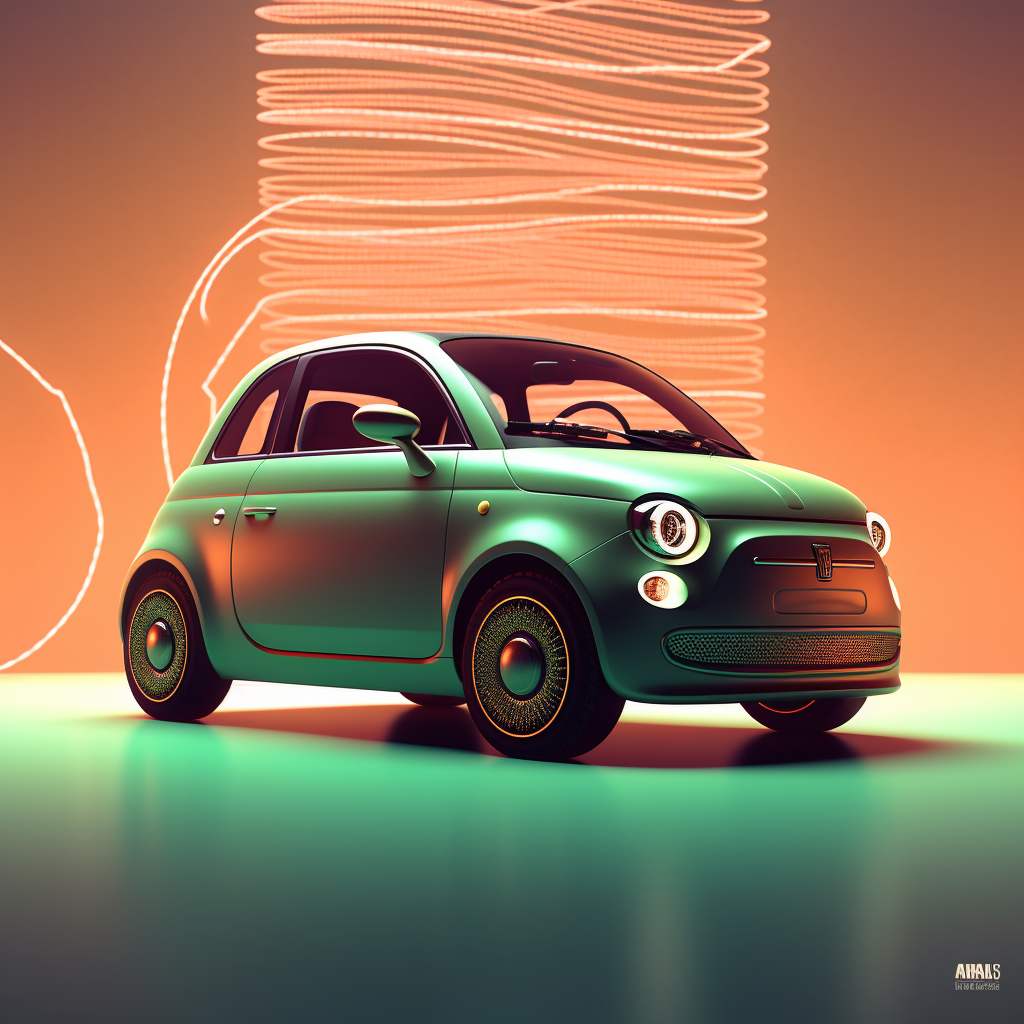 Designing Visual Schematic for 2023 Green Mint Fiat 500 Electric Competition