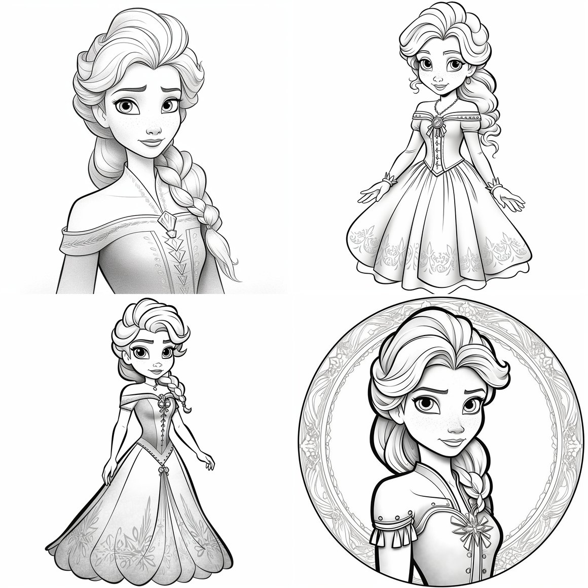 Frozen Characters Printable Coloring Page for Kids