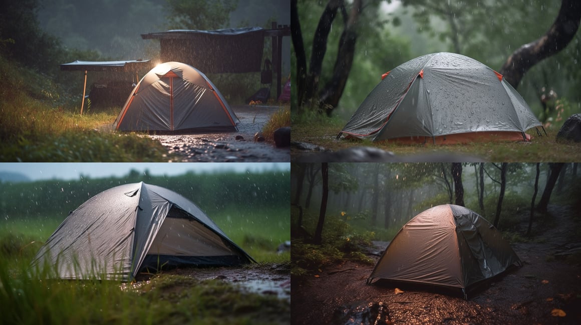 Nature's Serenity: A Rainy Camping Experience