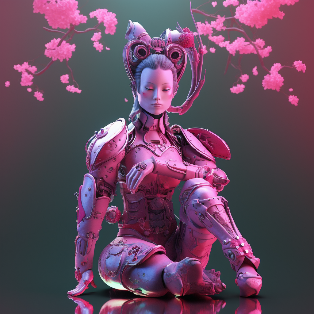 Neon Geisha Cyborg in Mid-Journey