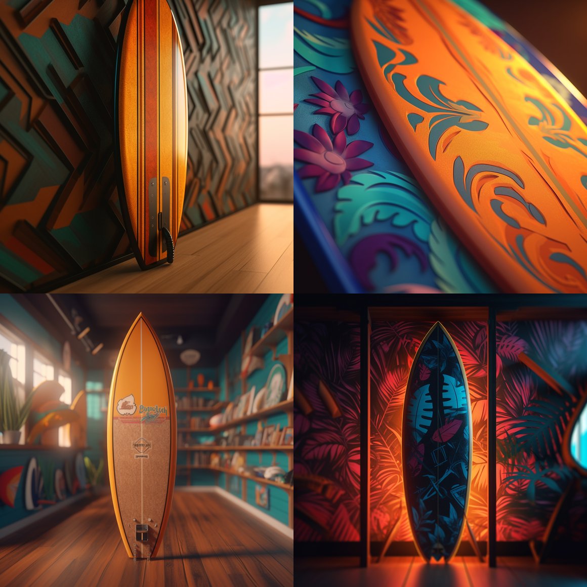 Retro Surfboard Journey: Mid-Point Cinematic Placement