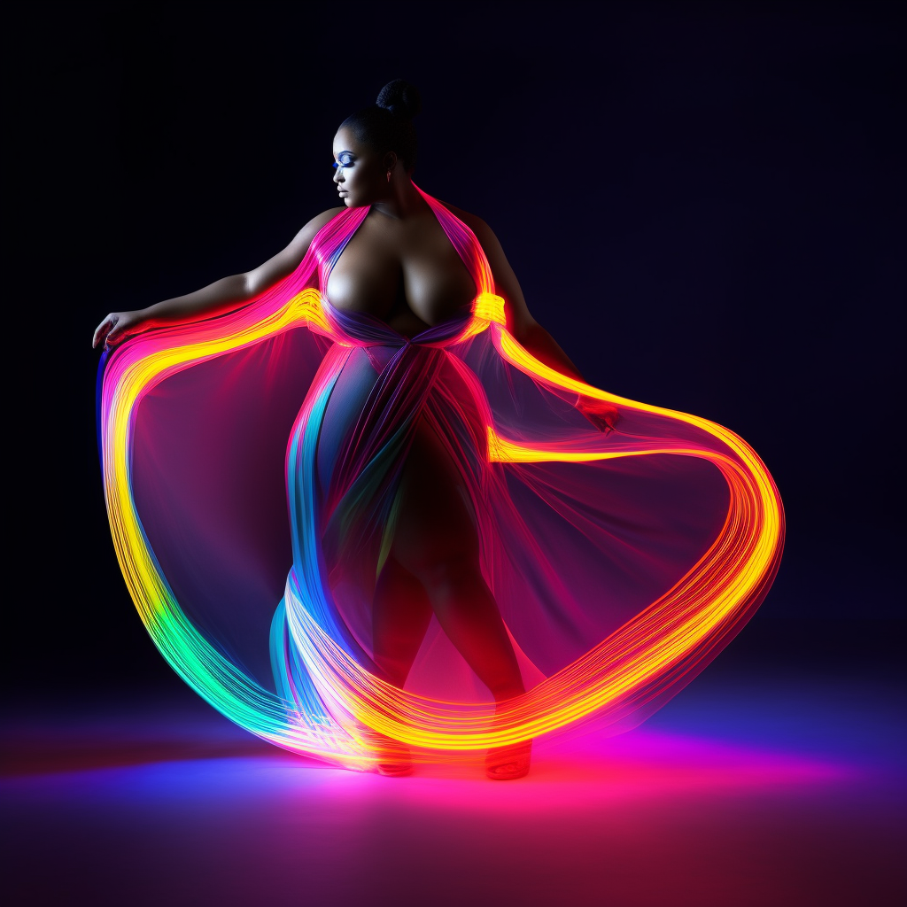 Neon Mirage: Revolutionary Plus-size Fashion Journey