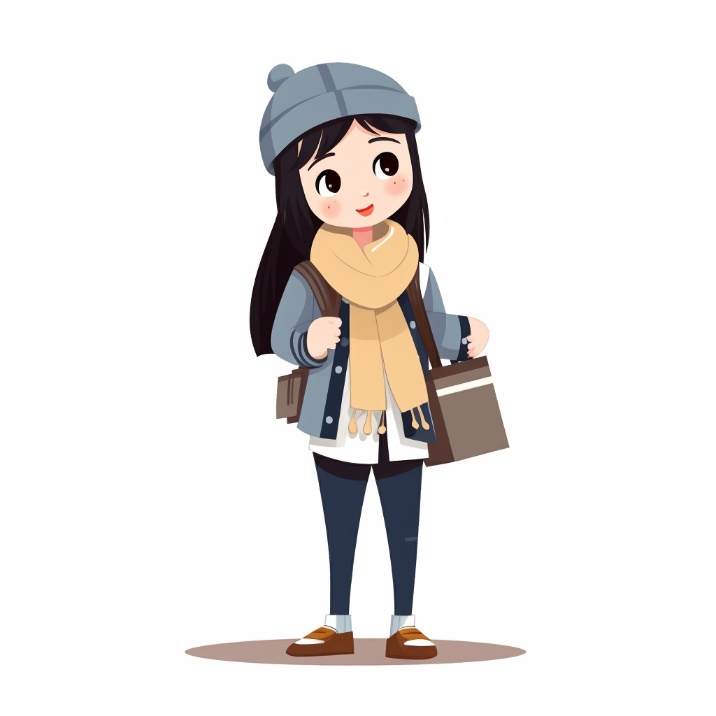 Chinese University Student Vector Illustration