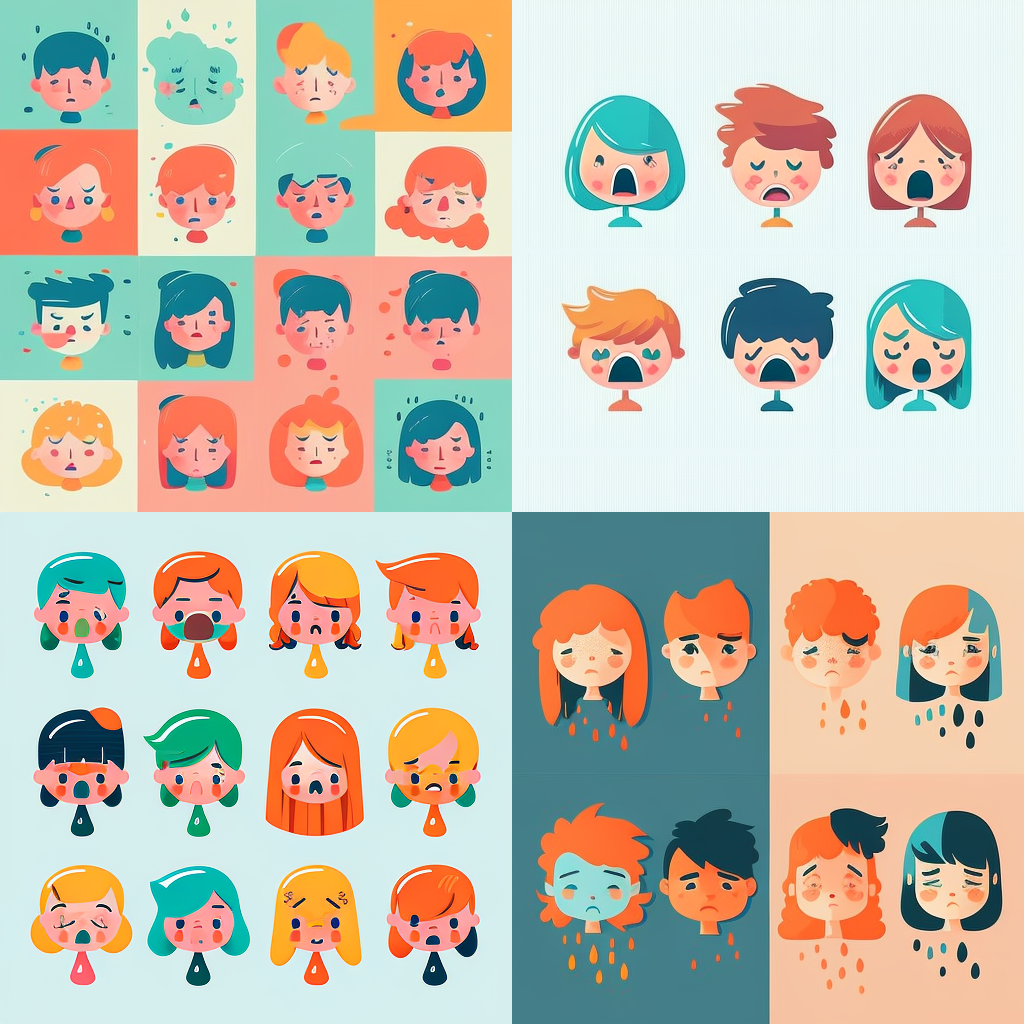 Children's Emotions in Flat Vector Illustrations
