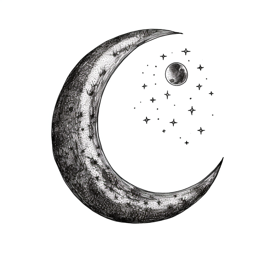 Restoration Hardware Inspired Hand-drawn Crescent Moon Sketch