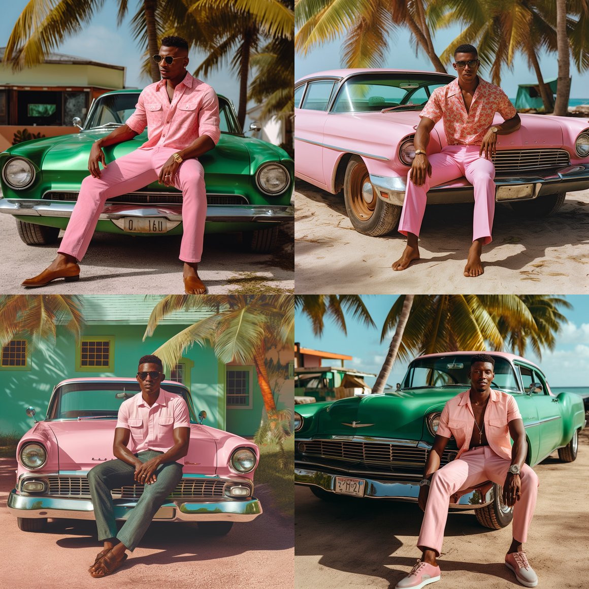 Midday Beachside Break: A Vintage Car Adventure