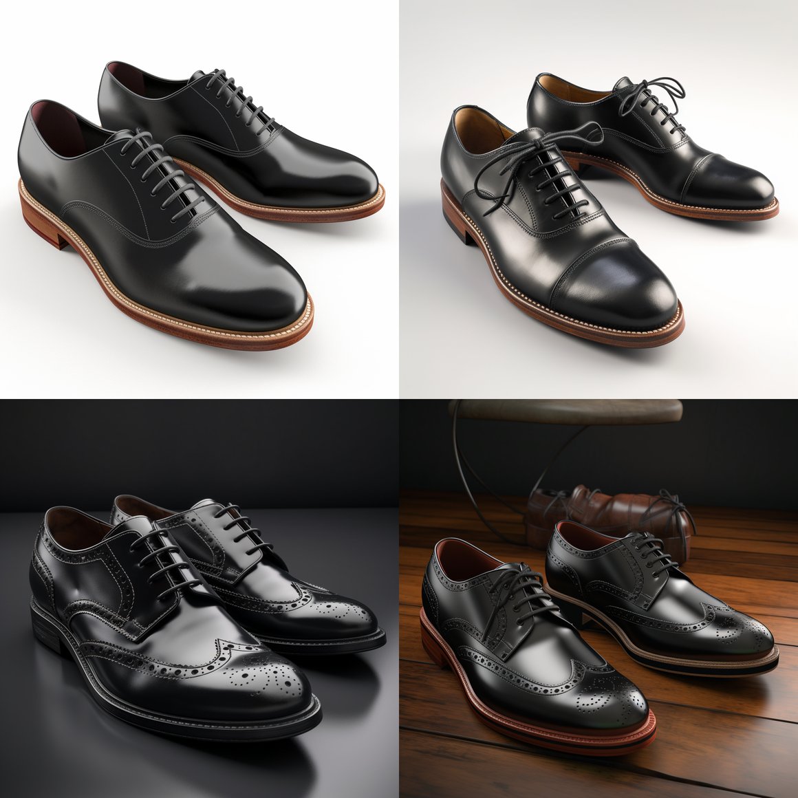 Classic Black Oxfords: 3D Modeling Project
