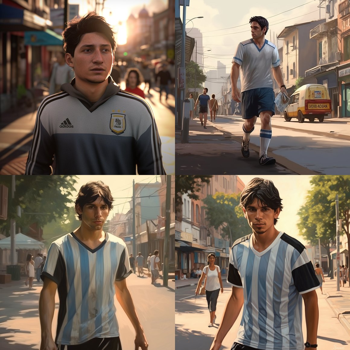 Argentinian Soccer Star's Dawn Stroll in the City