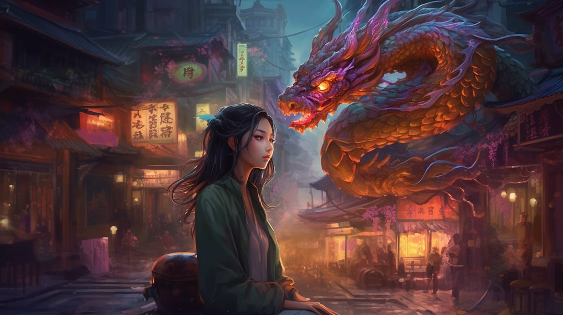 Neon Dragoness: A Mid-Journey Urban Fantasy