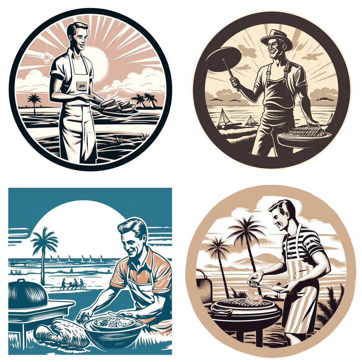 Retro Beach BBQ Icon Creation