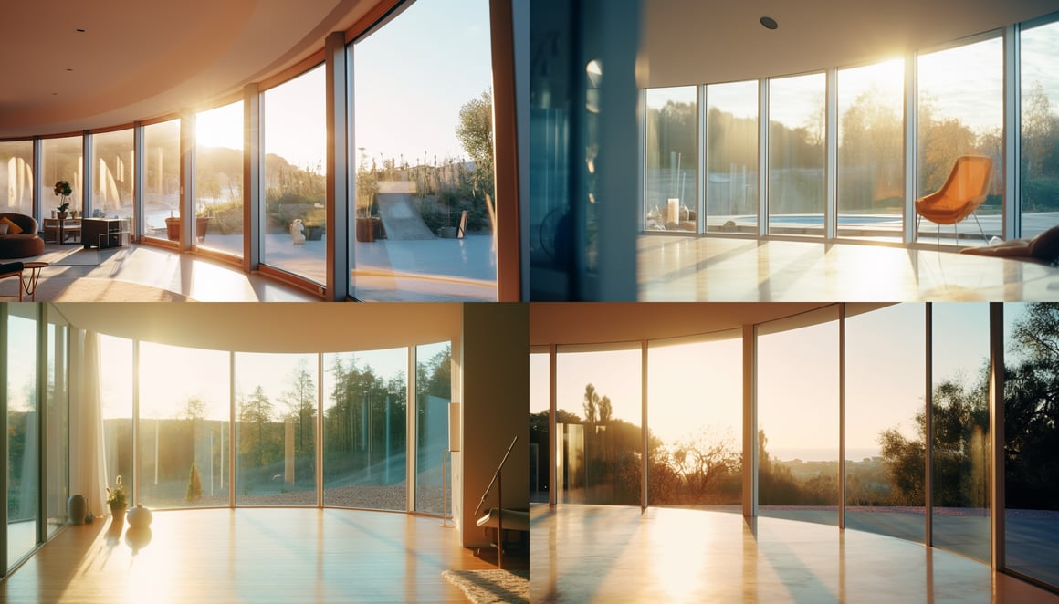 A Summer Sky Reflection through a Massive Window