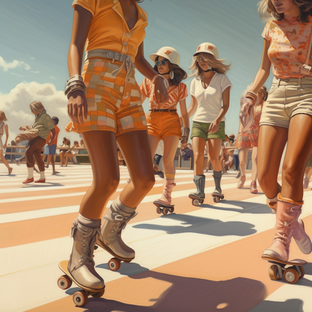 Retro Beachside Rollerskates: 70s Daytime Resurgence