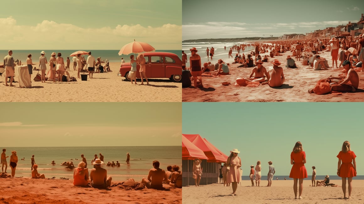 Summer Bliss: Midday Beach Scene in Vivid Colors