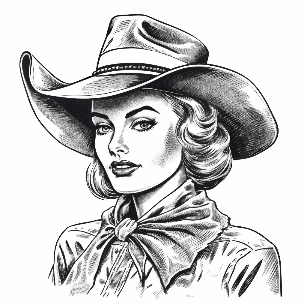 Retro Cowgirl Vector Clip Art v 5.1