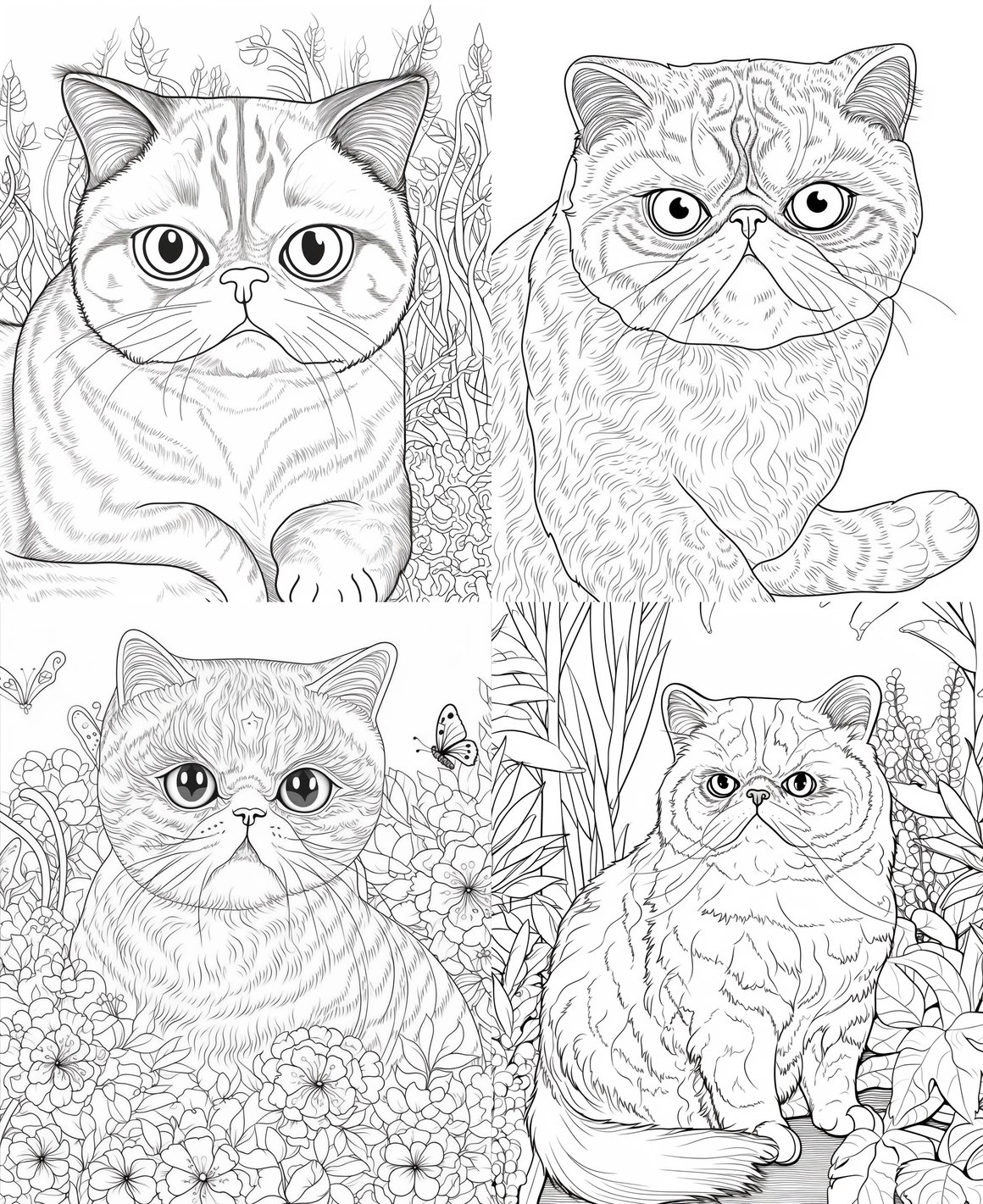 Chill Exotic Shorthair: Low Detail Adult Coloring Page