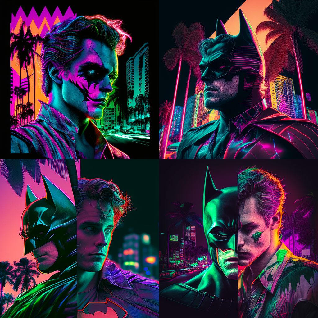Neon Night Déjà Vu: Batman & Joker's Retro Miami Standoff