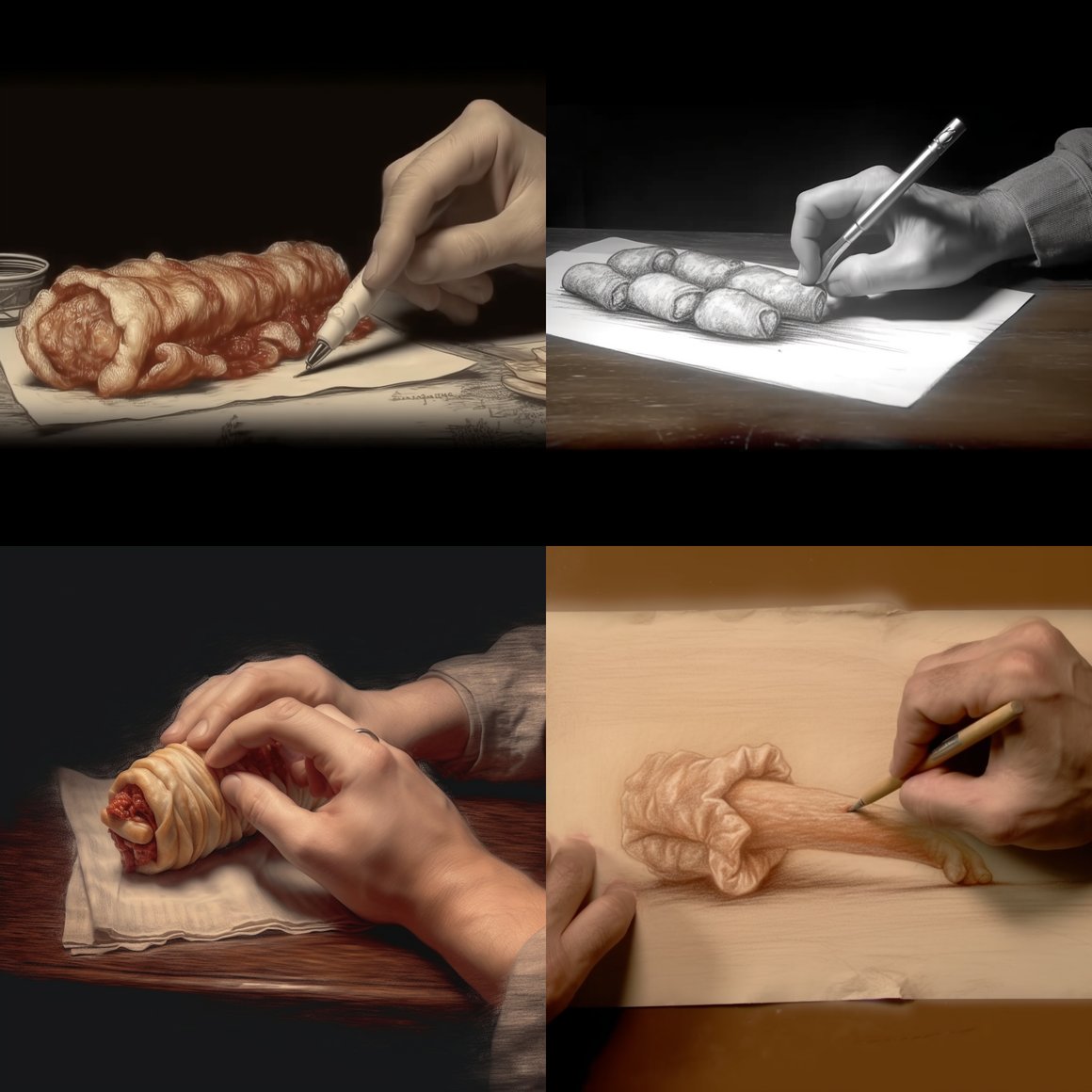 Hands Eating Enchilada Sketch