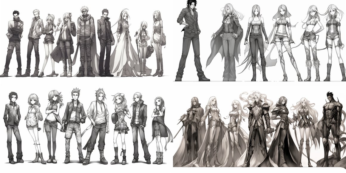 Detailed Anime Ensemble in Monochrome: Midway Update