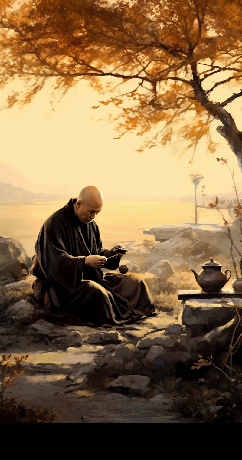 Chinese Calligraphy Landscape and Yixing Clay Teapot Creation in 8k Resolution