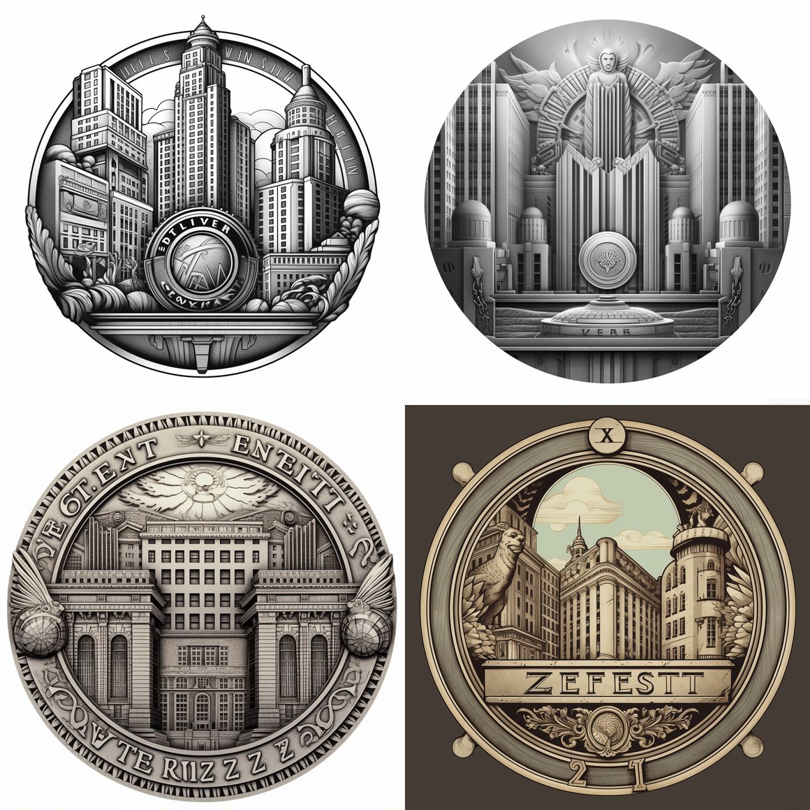 Designing Zeitgeist Bank logo incorporating Art Deco and Greyscale elements