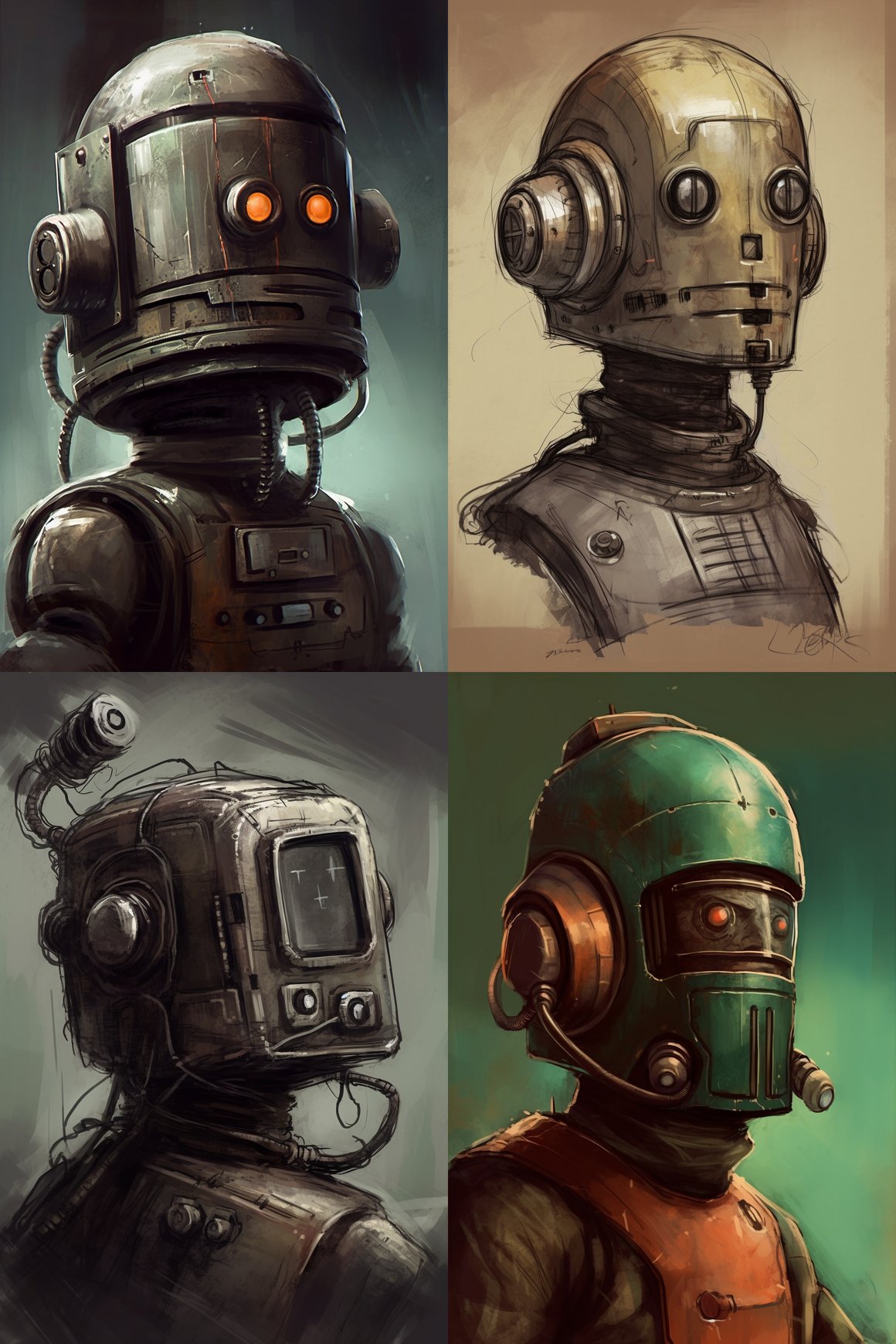 Retro TV-Head Robot Progress Sketch