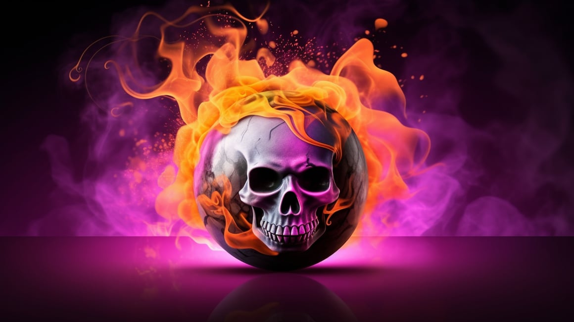 Halloween Themed Bowling Ball Amidst Colored Smoke - Mid Journey