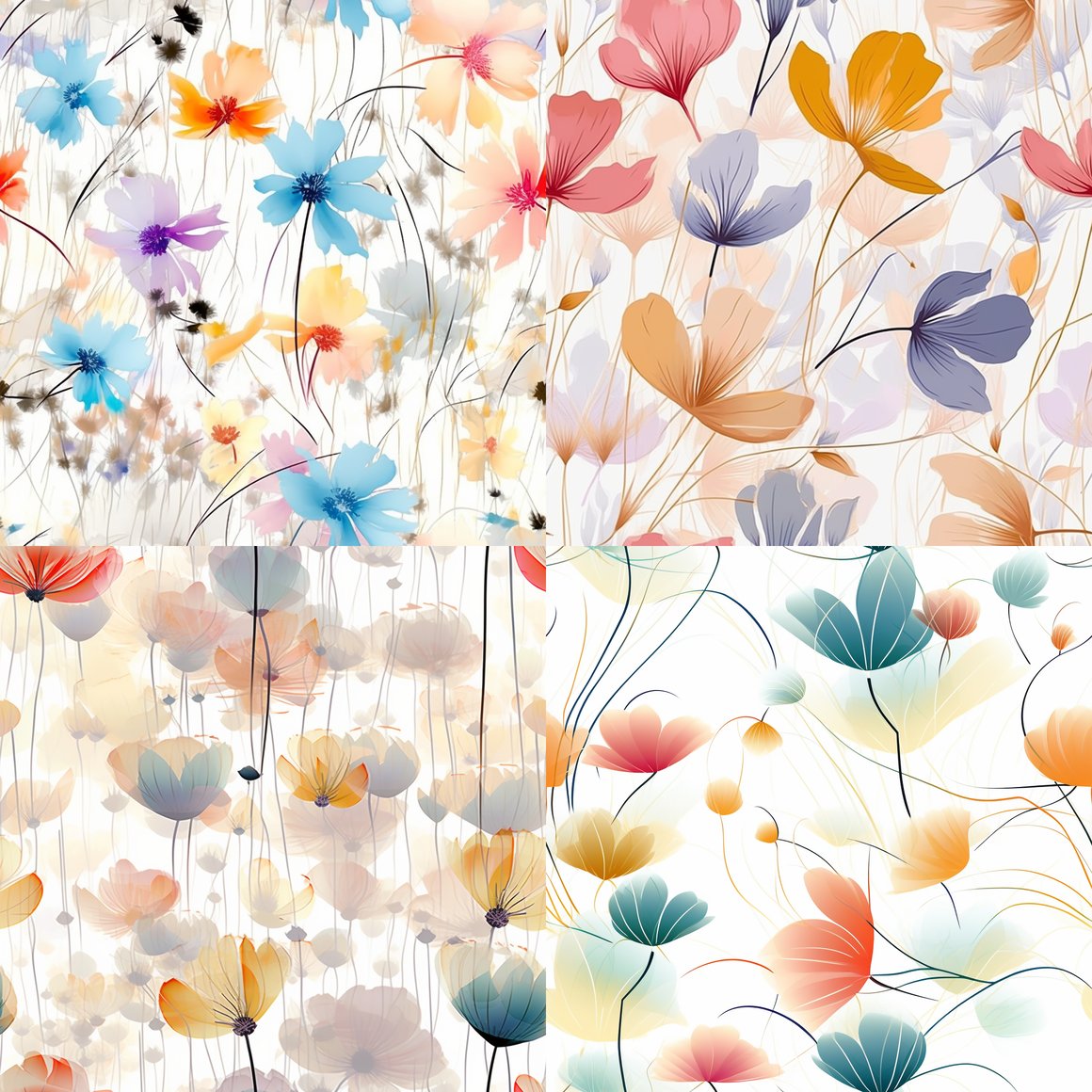Subtle Pastel Floral Abstract Artwork - High Resolution for Printing