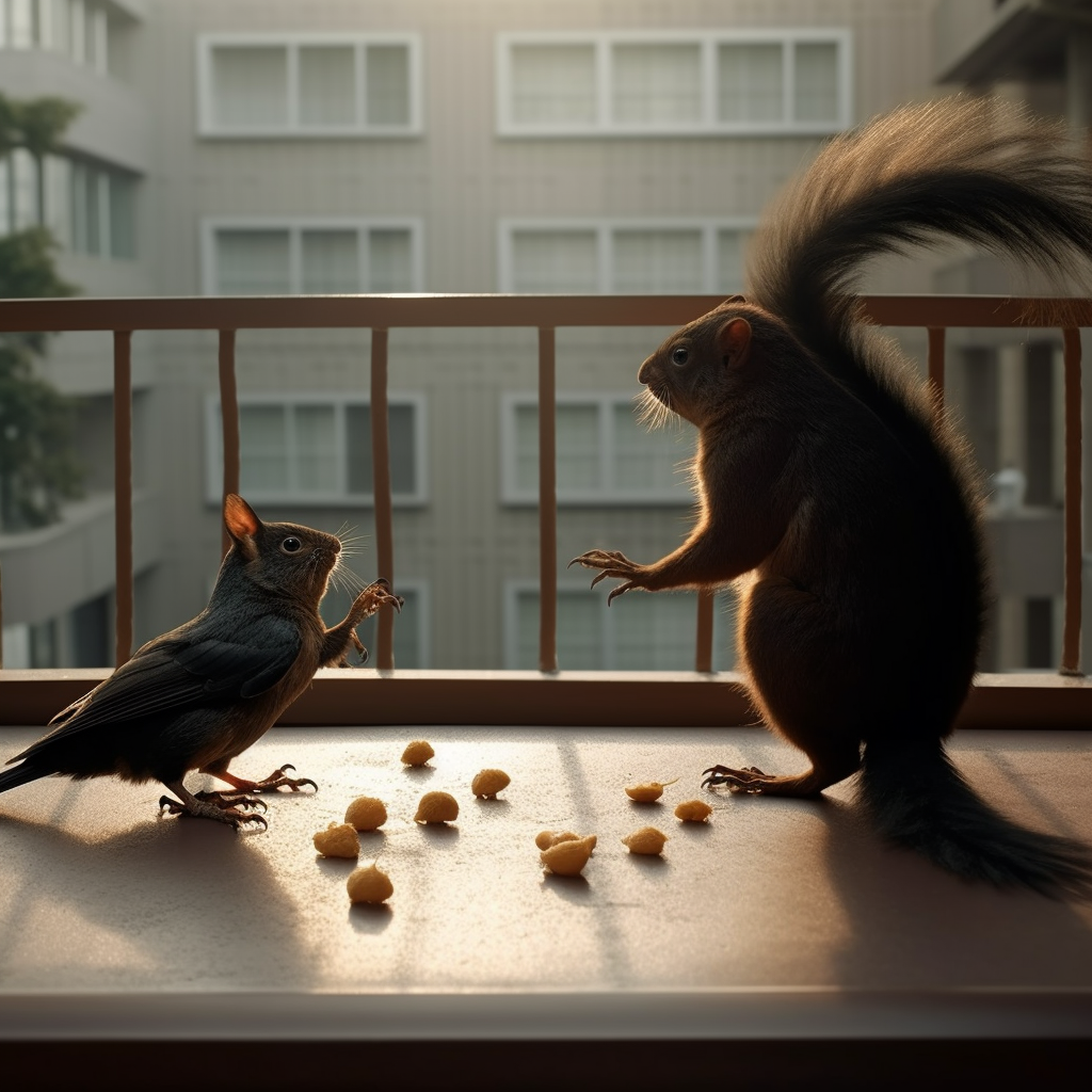 Midday Snack Showdown: A Crow vs Squirrel Saga