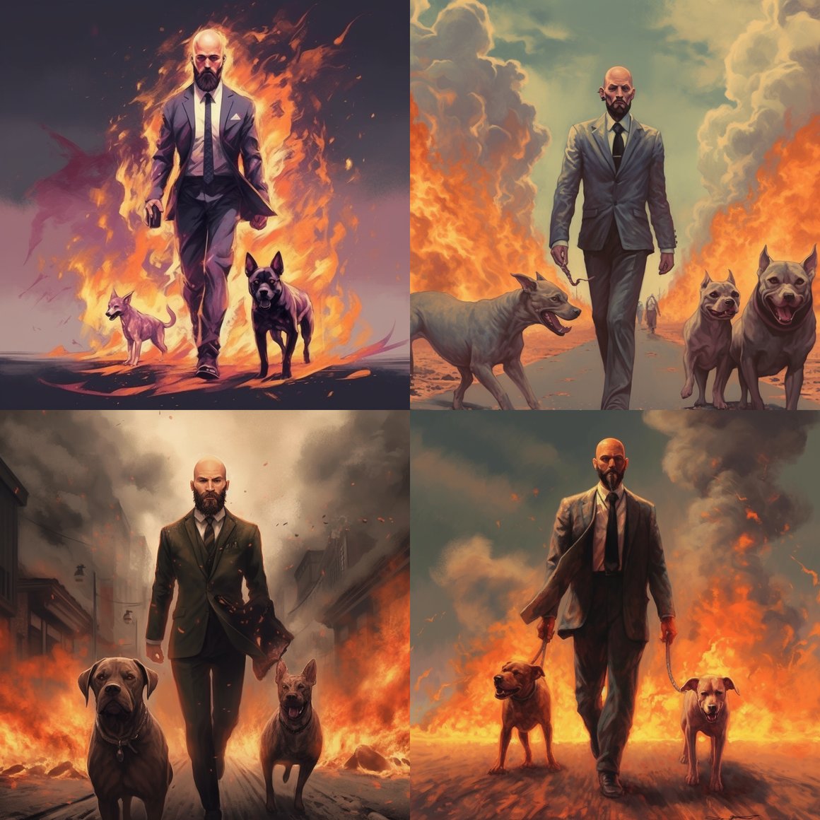 A Surreal Journey of the Bearded Man and His Dog