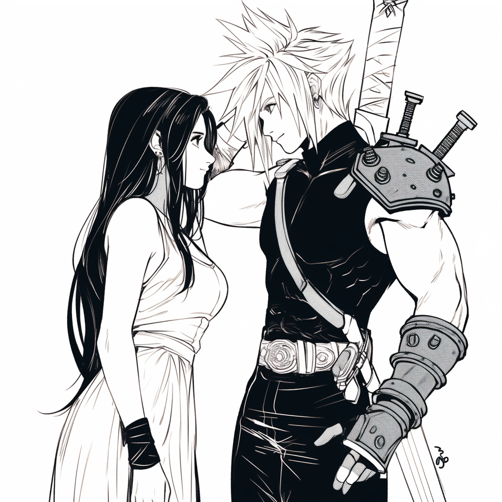 A Tifa and Cloud Monochromatic Dialogue Artbook