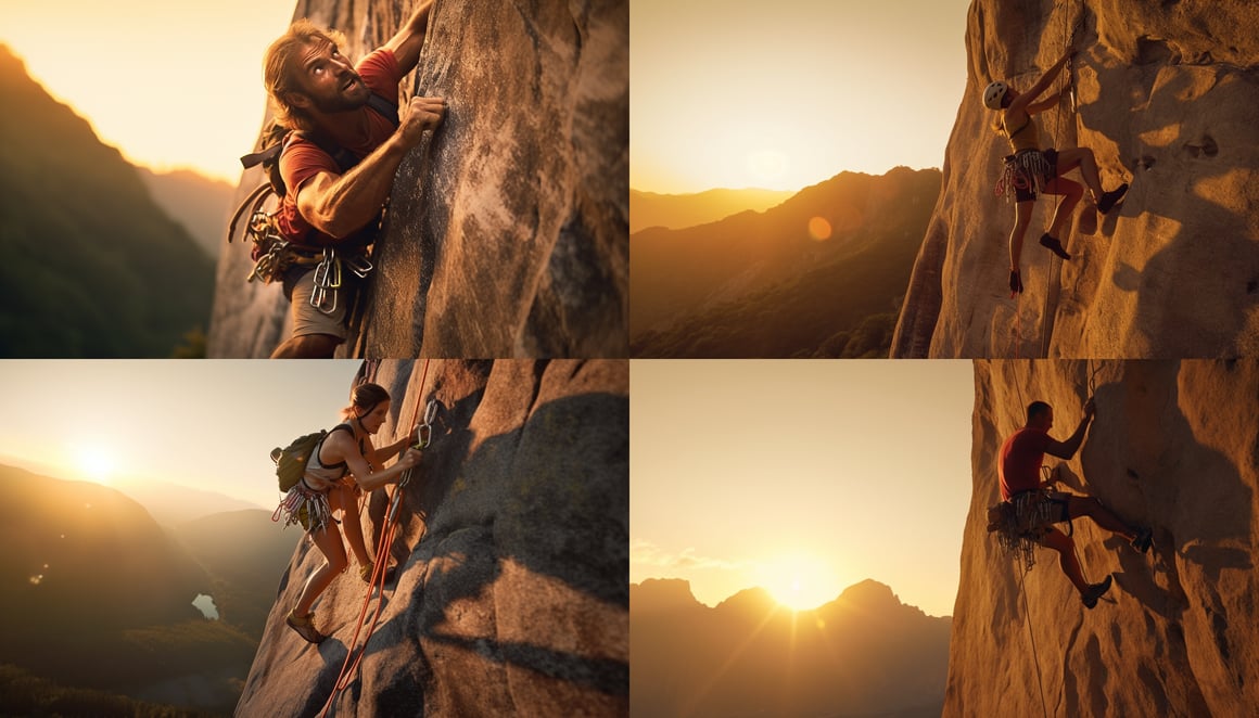 Climber's Golden Hour Ascent