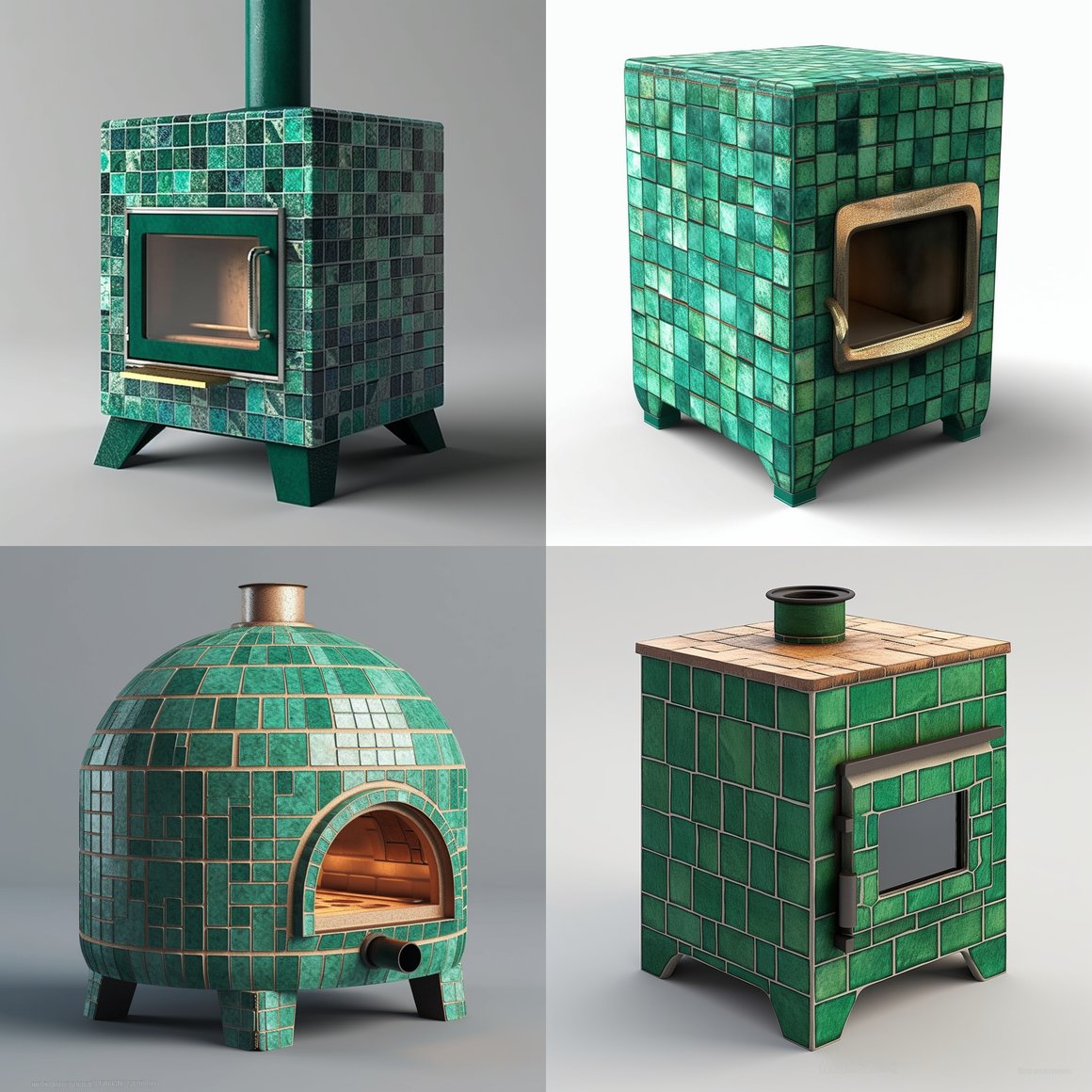 Art Deco Inspired Emerald Green Pizza Oven