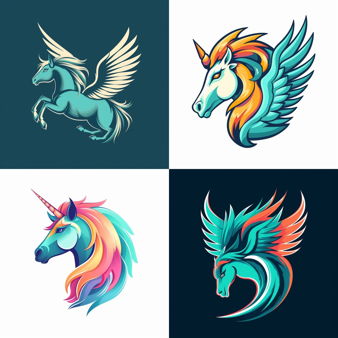 Retro Pokemon Unicorn Logo Design