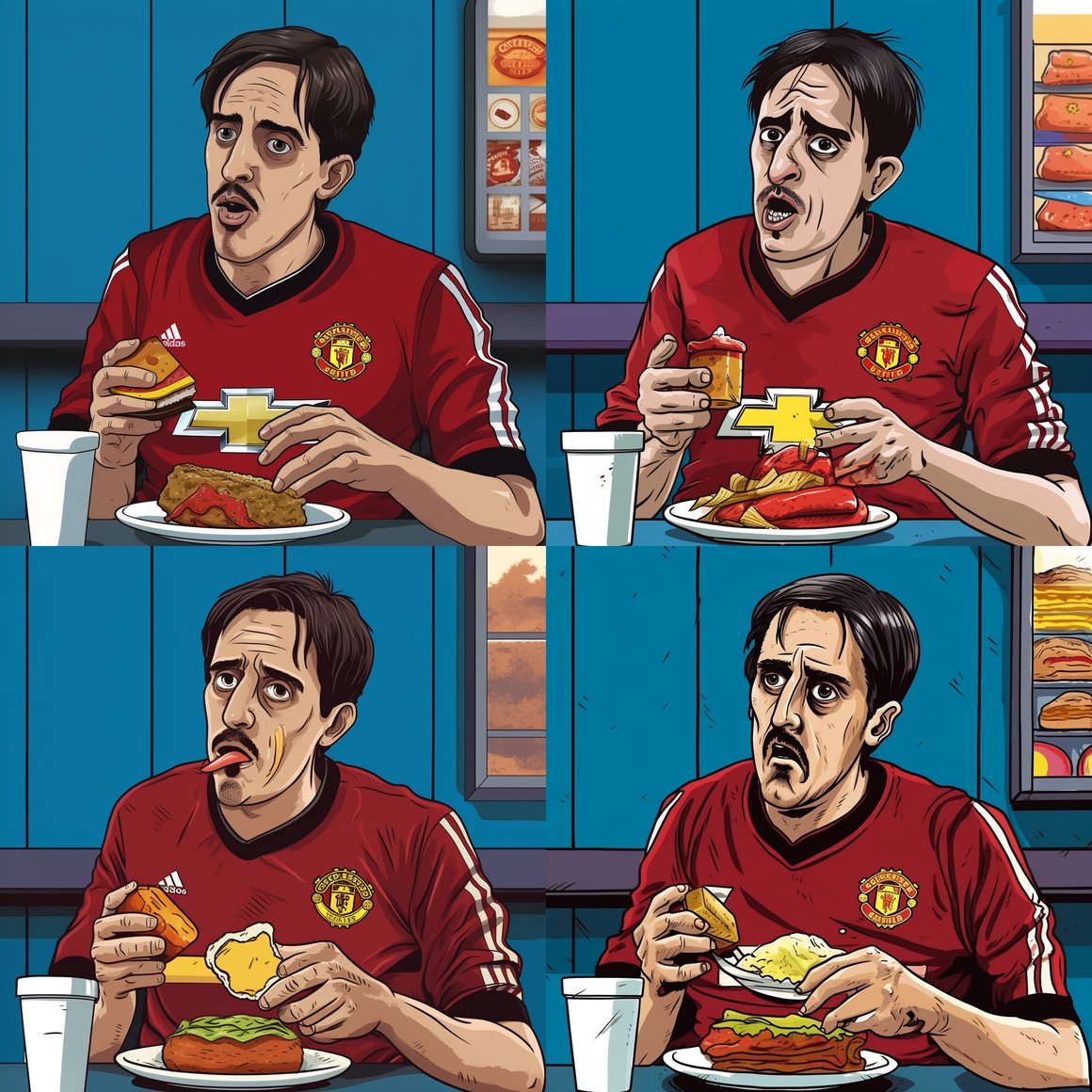 Chubby Champion: Gary Neville's Mid-Game Snack!