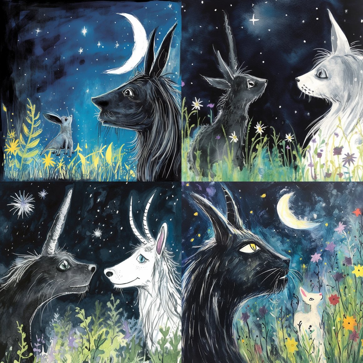 A Unicorn and Cat Encounter in Quentin Blake's Artistry